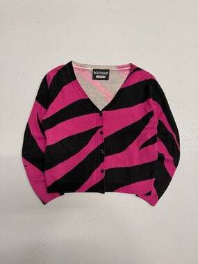 Pink and Black Boutique Moschino Zebra Print Wool Blend Cardigan